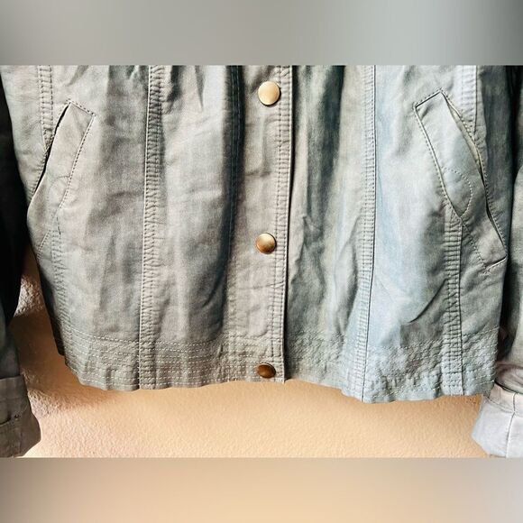 INKED AND FADED STORMY BLUE FAUX LEATHER MILITARY STYLE JACKET WOMENS SIZE M - Picture 7 of 9